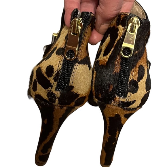 Louise Et Cie size 11 leopard print calf hair open toe bootie back zip - Picture 12 of 16